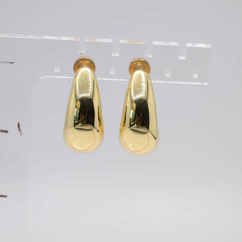 Chunky Hoop Earrings Gold Tone Polished Tapered Teardrop Crescent